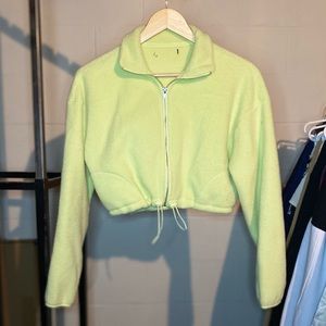Light Green Cropped Fleece Jacket